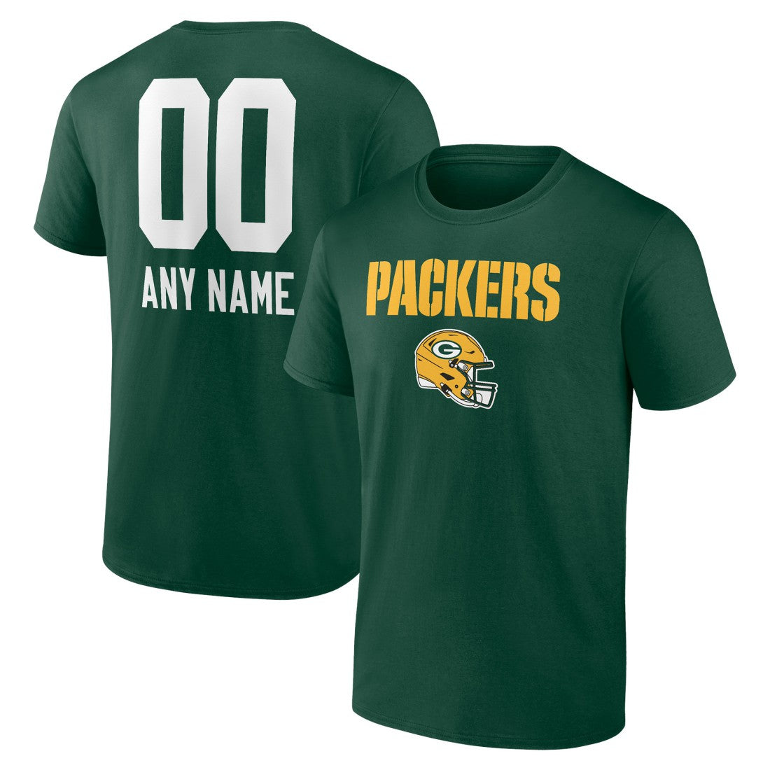 Green Bay Packers Personalized Name & Number Team Wordmark T-Shirt - Green T-shirts