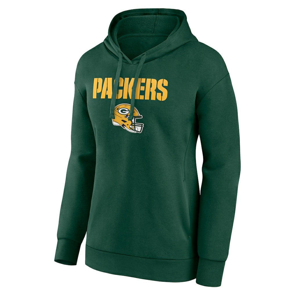 Green Bay Packers Women's Personalized Name & Number Team Wordmark Pullover Hoodie - Green Hoodies