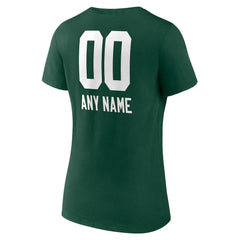 Green Bay Packers Women's Personalized Name & Number Team Wordmark V-Neck T-Shirt - Green T-shirts