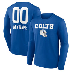 Indianapolis Colts Personalized Name & Number Team Wordmark Long Sleeve T-Shirt - Royal T-shirts