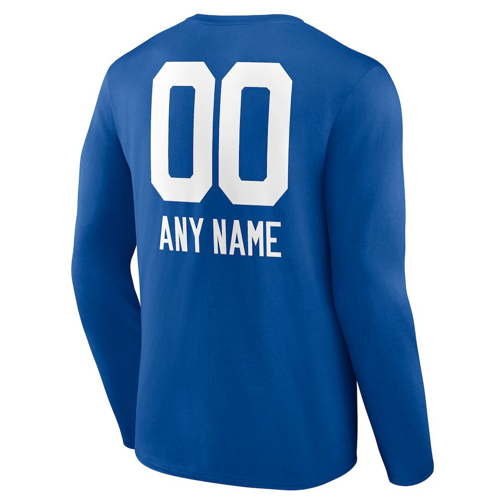 Indianapolis Colts Personalized Name & Number Team Wordmark Long Sleeve T-Shirt - Royal T-shirts