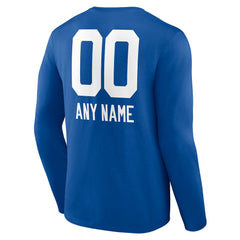 Indianapolis Colts Personalized Name & Number Team Wordmark Long Sleeve T-Shirt - Royal T-shirts