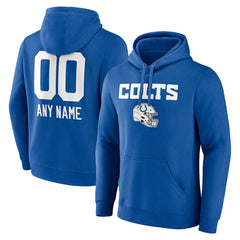 Indianapolis Colts Personalized Name & Number Team Wordmark Pullover Hoodie - Royal Hoodies