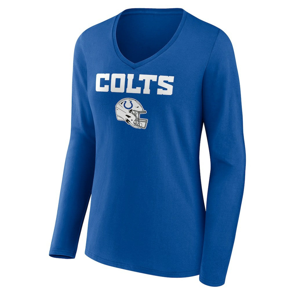 Indianapolis Colts Women's Personalized Name & Number Team Wordmark Long Sleeve V-Neck T-Shirt - Royal T-shirts