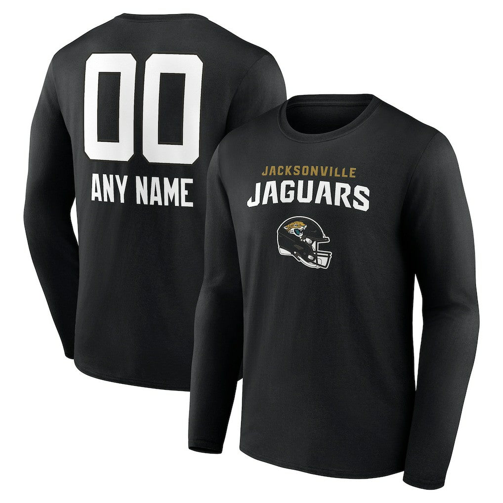 Jacksonville Jaguars Personalized Name & Number Team Wordmark Long Sleeve T-Shirt - Black T-shirts