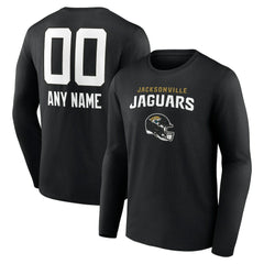 Jacksonville Jaguars Personalized Name & Number Team Wordmark Long Sleeve T-Shirt - Black T-shirts