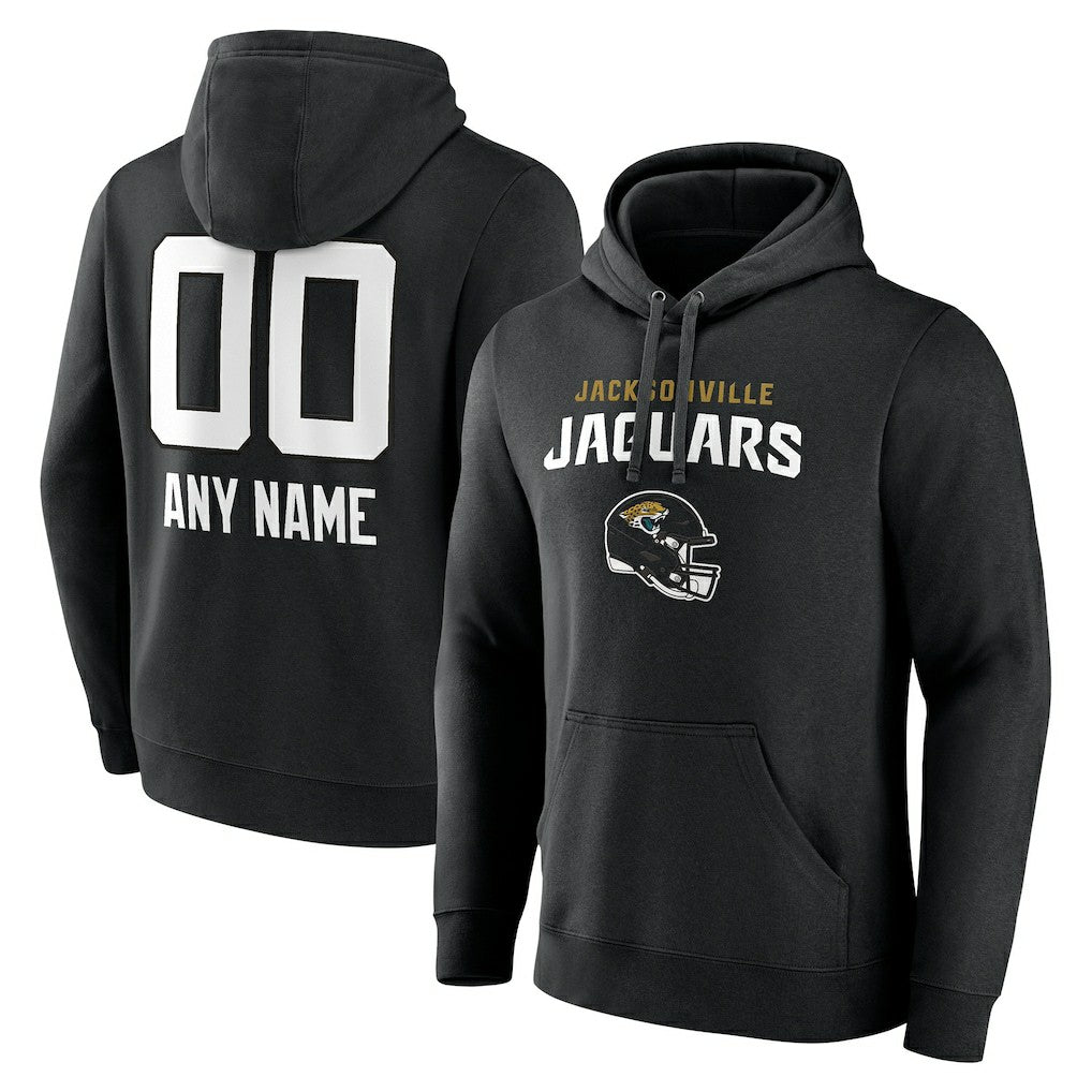 Jacksonville Jaguars Personalized Name & Number Team Wordmark Pullover Hoodie - Black Hoodies