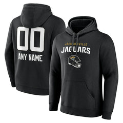 Jacksonville Jaguars Personalized Name & Number Team Wordmark Pullover Hoodie - Black Hoodies