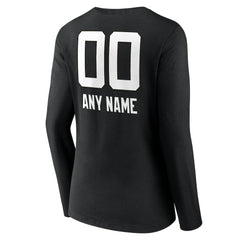 Jacksonville Jaguars Women's Personalized Name & Number Team Wordmark Long Sleeve V-Neck T-Shirt - Black T-shirts