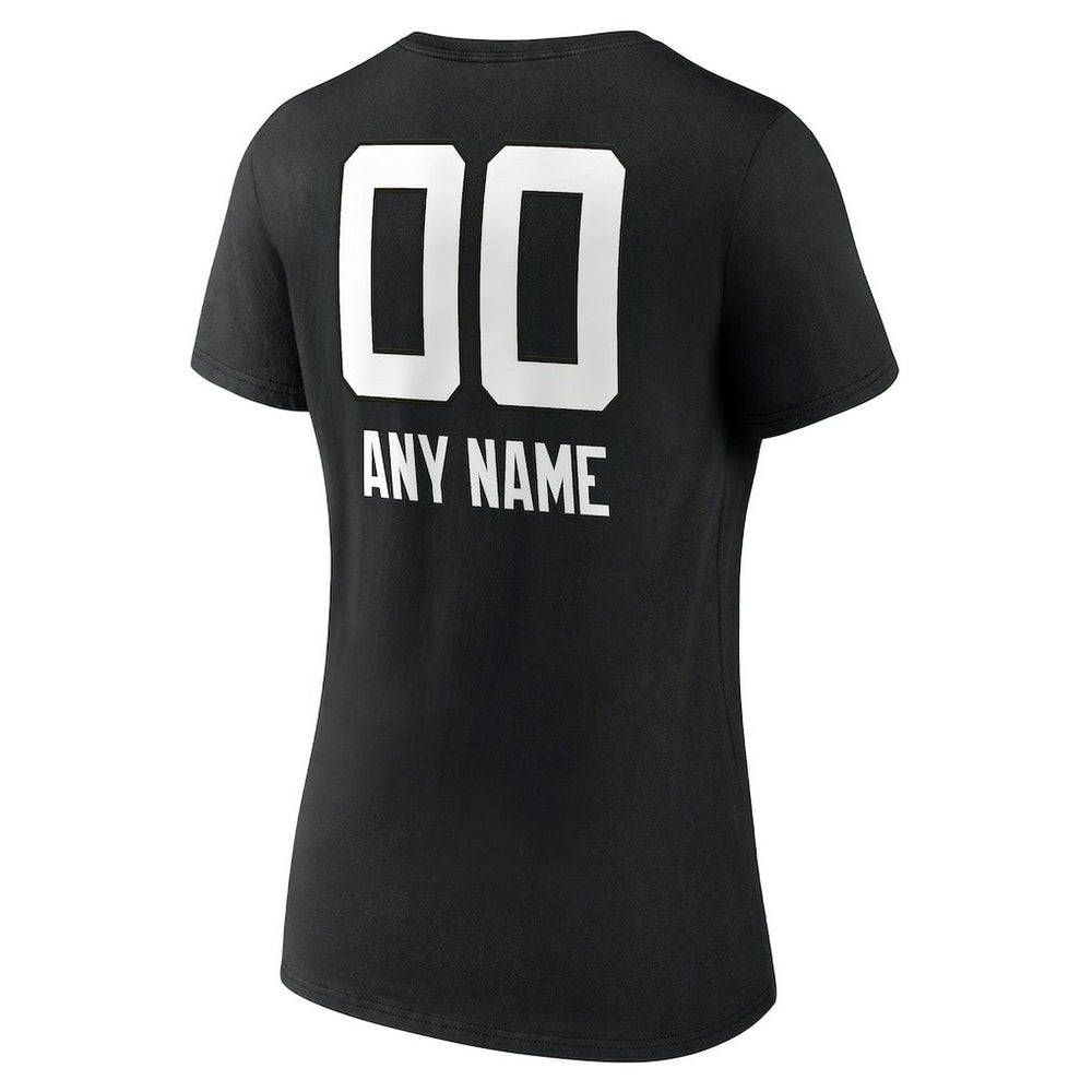 Jacksonville Jaguars Women's Personalized Name & Number Team Wordmark V-Neck T-Shirt - Black T-shirts