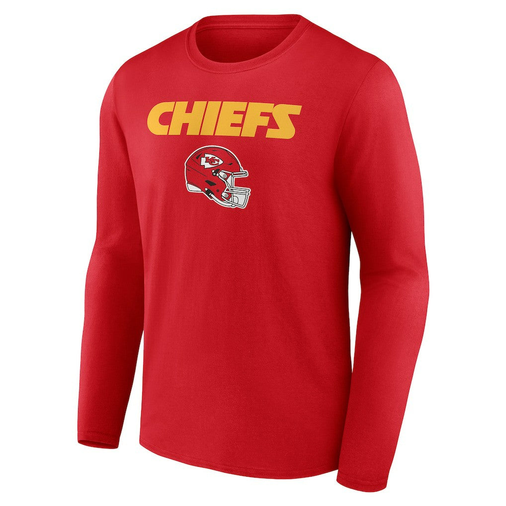 Kansas City Chiefs Personalized Name & Number Team Wordmark Long Sleeve T-Shirt - Red T-shirts