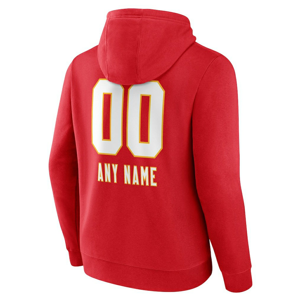 Kansas City Chiefs Personalized Name & Number Team Wordmark Pullover Hoodie - Red Hoodies