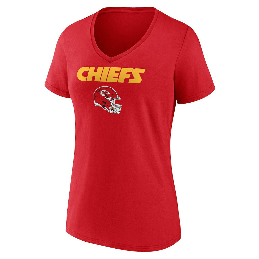 Kansas City Chiefs Women's Personalized Name & Number Team Wordmark V-Neck T-Shirt - Red T-shirts