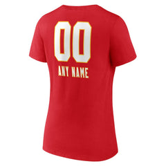 Kansas City Chiefs Women's Personalized Name & Number Team Wordmark V-Neck T-Shirt - Red T-shirts