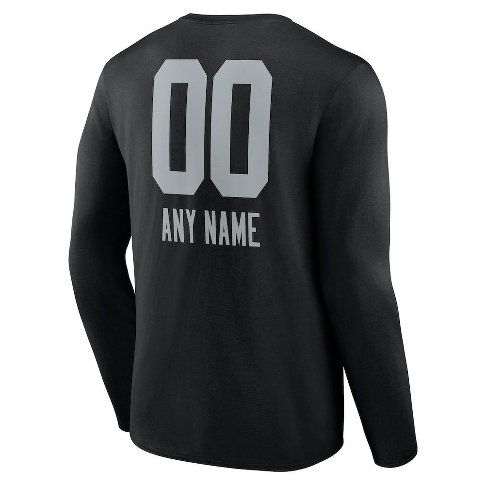 Las Vegas Raiders Personalized Name & Number Team Wordmark Long Sleeve T-Shirt - Black T-shirts