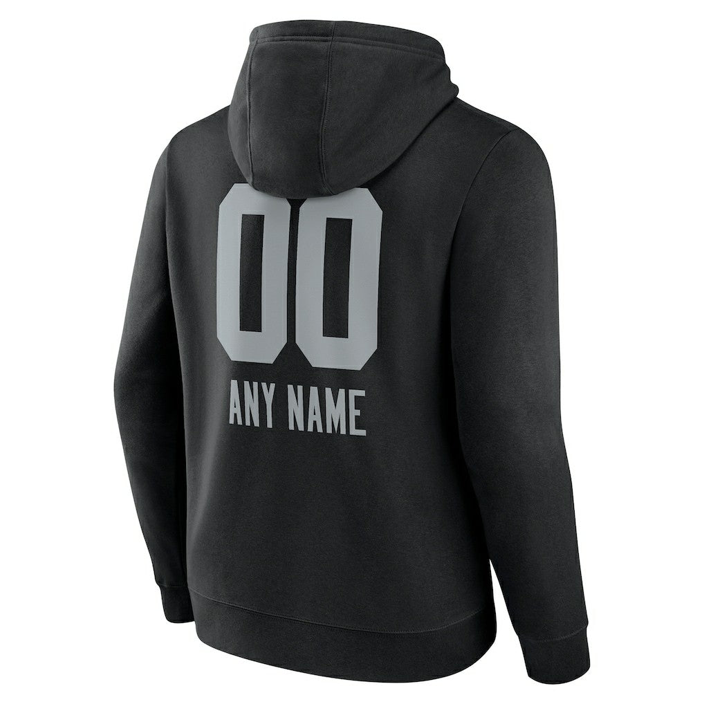 Las Vegas Raiders Personalized Name & Number Team Wordmark Pullover Hoodie - Black Hoodies