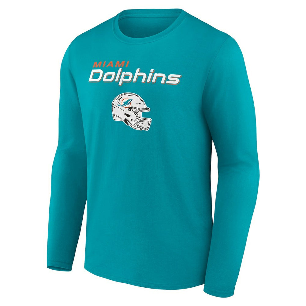 Miami Dolphins Personalized Name & Number Team Wordmark Long Sleeve T-Shirt - Aqua T-shirts