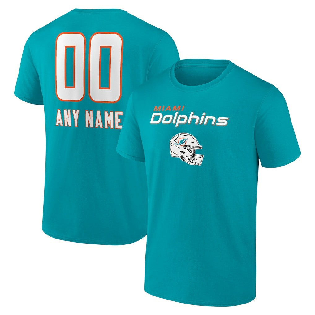 Miami Dolphins Personalized Name & Number Team Wordmark T-Shirt - Aqua T-shirts