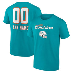 Miami Dolphins Personalized Name & Number Team Wordmark T-Shirt - Aqua T-shirts