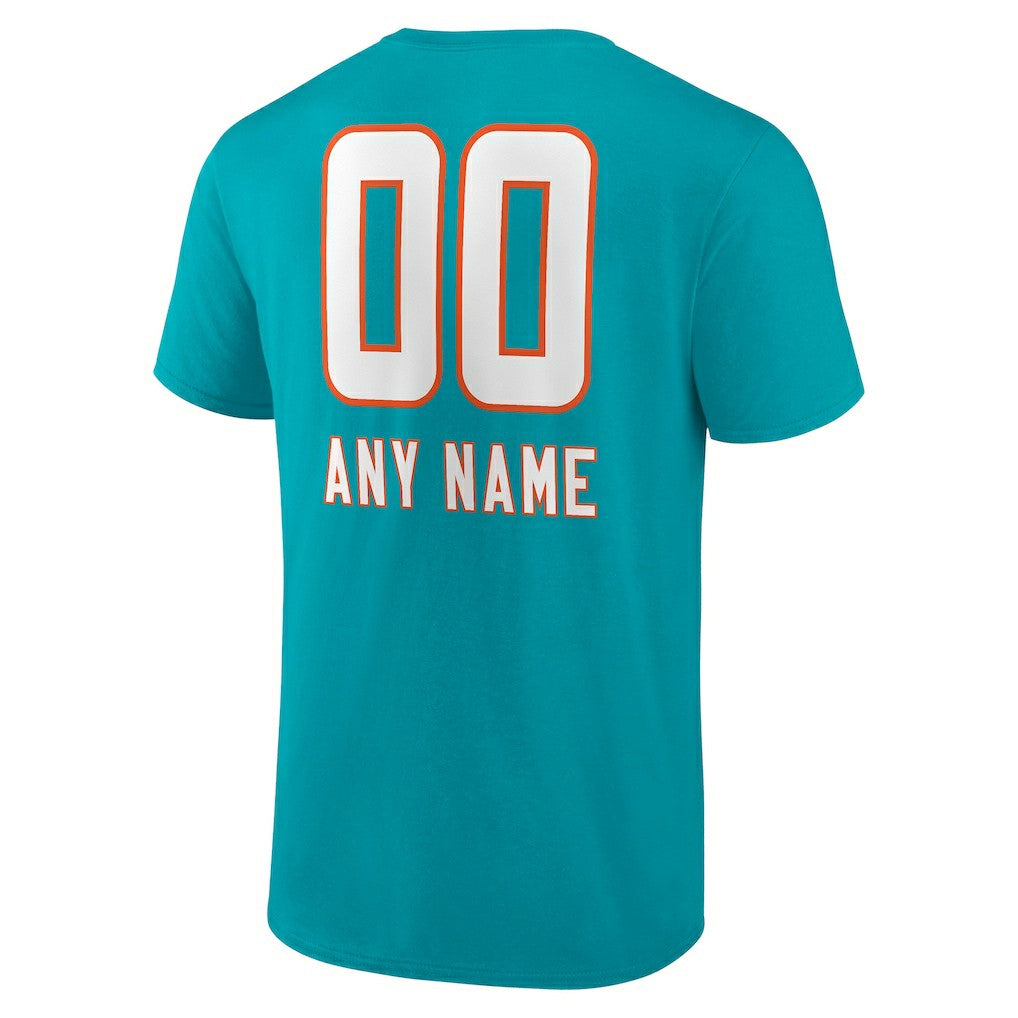 Miami Dolphins Personalized Name & Number Team Wordmark T-Shirt - Aqua T-shirts
