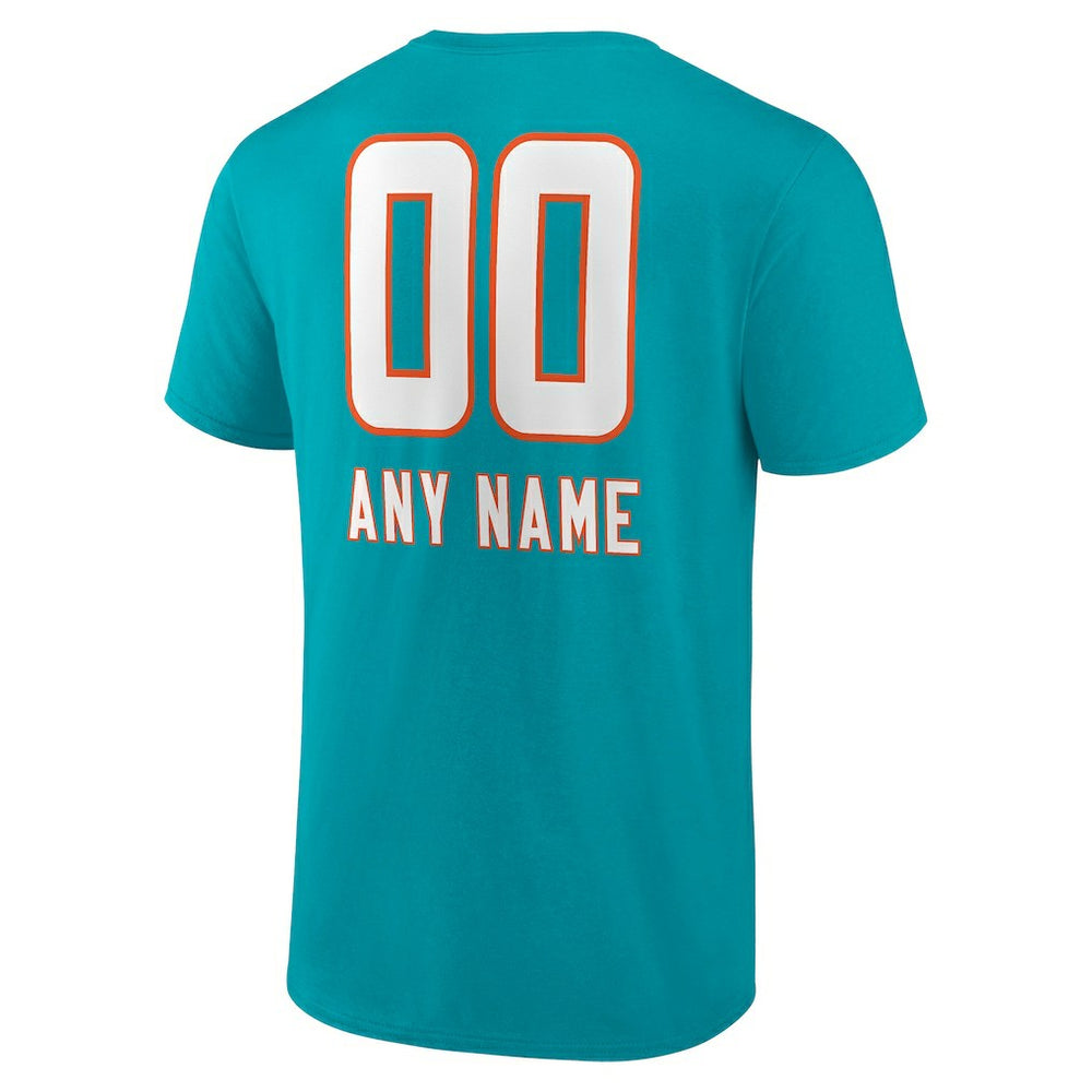 Miami Dolphins Personalized Name & Number Team Wordmark T-Shirt - Aqua T-shirts