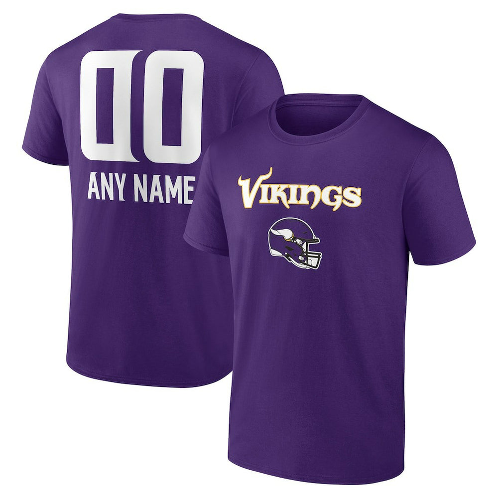 Minnesota Vikings Personalized Name & Number Team Wordmark T-Shirt - Purple T-shirts
