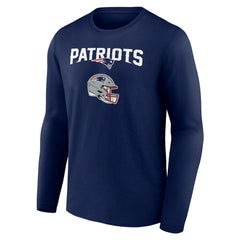 New England Patriots Personalized Name & Number Team Wordmark Long Sleeve T-Shirt - Navy T-shirts