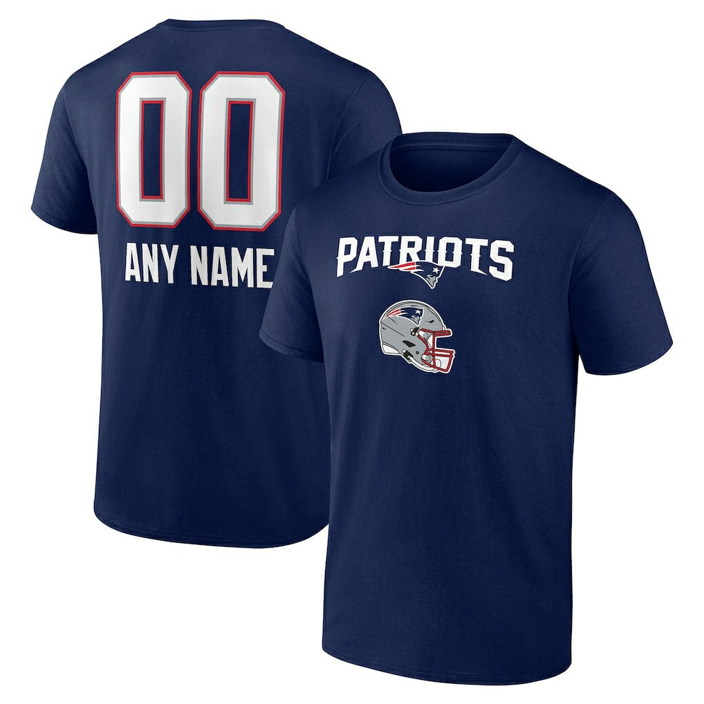 New England Patriots Personalized Name & Number Team Wordmark T-Shirt - Navy T-shirts