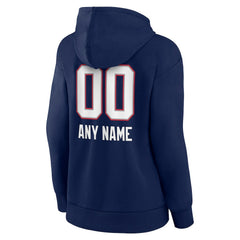 New England Patriots Women's Personalized Name & Number Team Wordmark Pullover Hoodie - Navy Hoodies