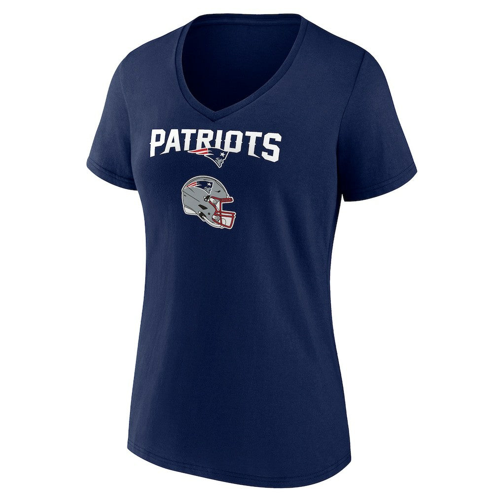 New England Patriots Women's Personalized Name & Number Team Wordmark V-Neck T-Shirt - Navy T-shirts