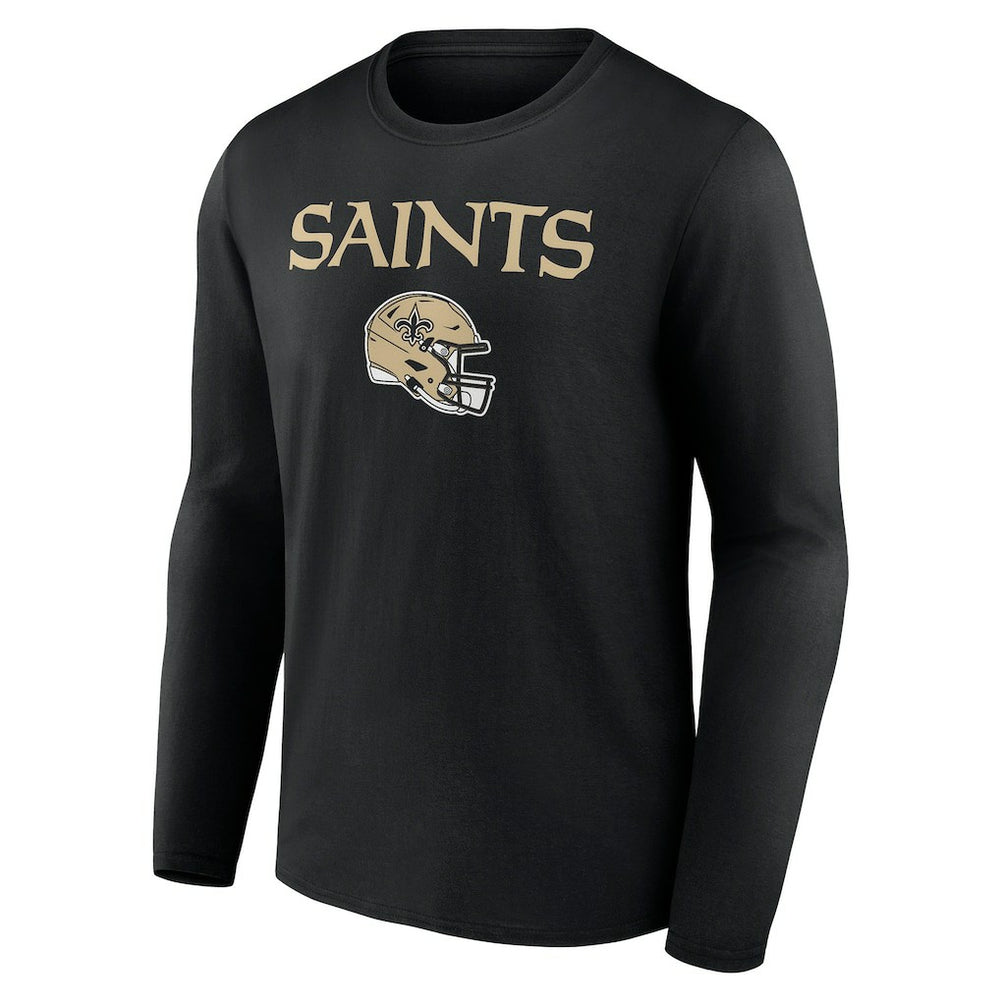 New Orleans Saints Personalized Name & Number Team Wordmark Long Sleeve T-Shirt - Black T-shirts