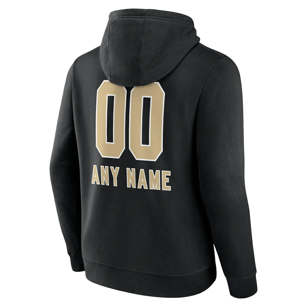 New Orleans Saints Personalized Name & Number Team Wordmark Pullover Hoodie - Black Hoodies