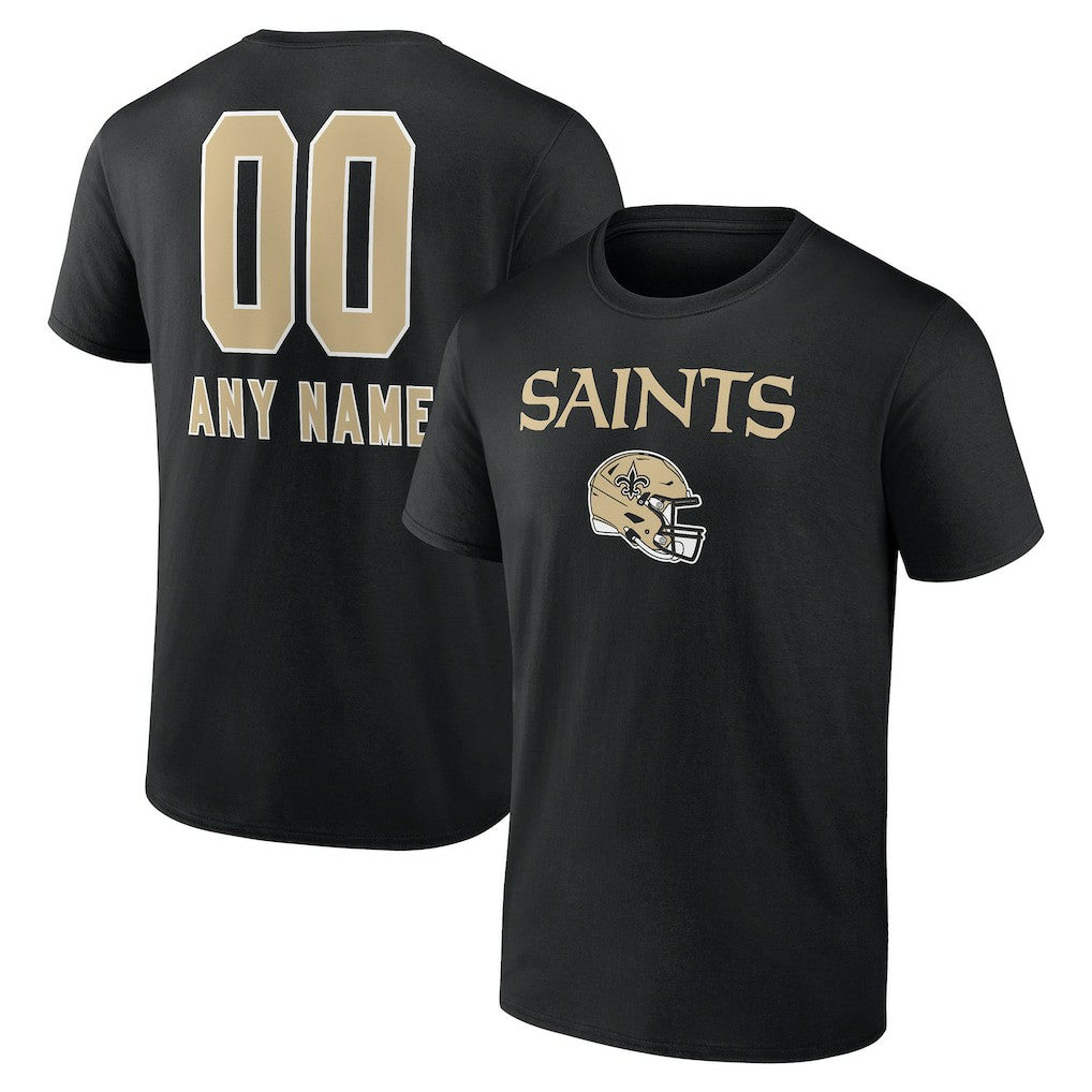 New Orleans Saints Personalized Name & Number Team Wordmark T-Shirt - Black T-shirts