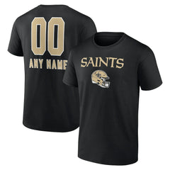 New Orleans Saints Personalized Name & Number Team Wordmark T-Shirt - Black T-shirts