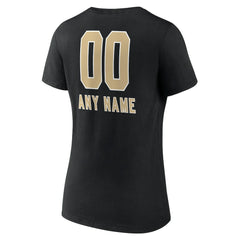 New Orleans Saints Women's Personalized Name & Number Team Wordmark V-Neck T-Shirt - Black T-shirts