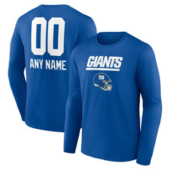 New York Giants Personalized Name & Number Team Wordmark Long Sleeve T-Shirt - Royal T-shirts