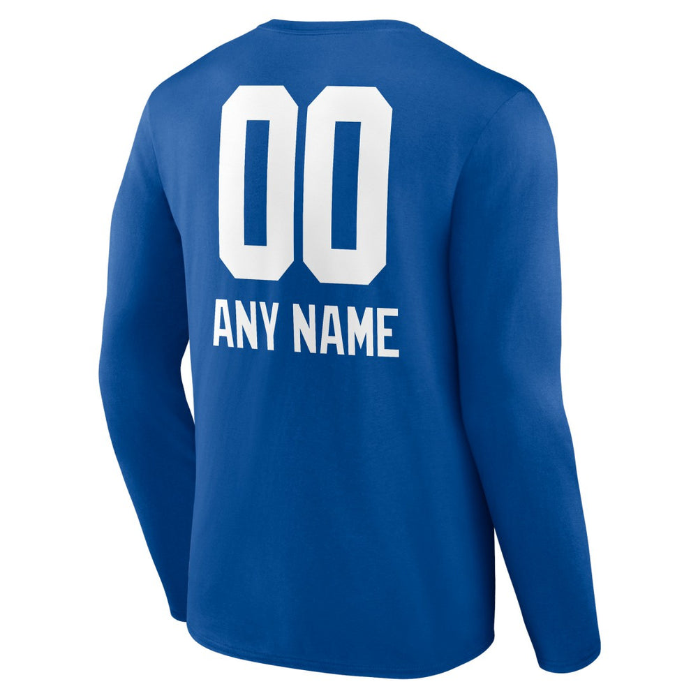 New York Giants Personalized Name & Number Team Wordmark Long Sleeve T-Shirt - Royal T-shirts