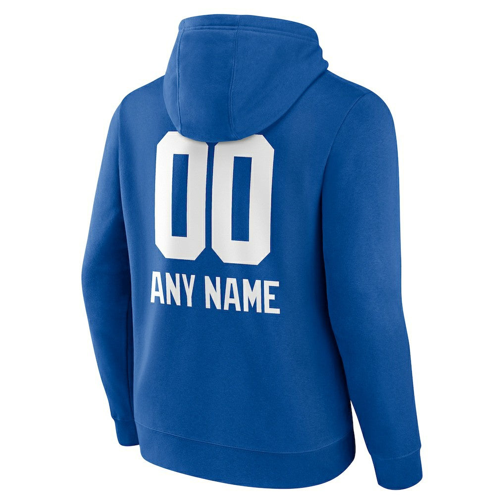 New York Giants Personalized Name & Number Team Wordmark Pullover Hoodie - Royal Hoodies