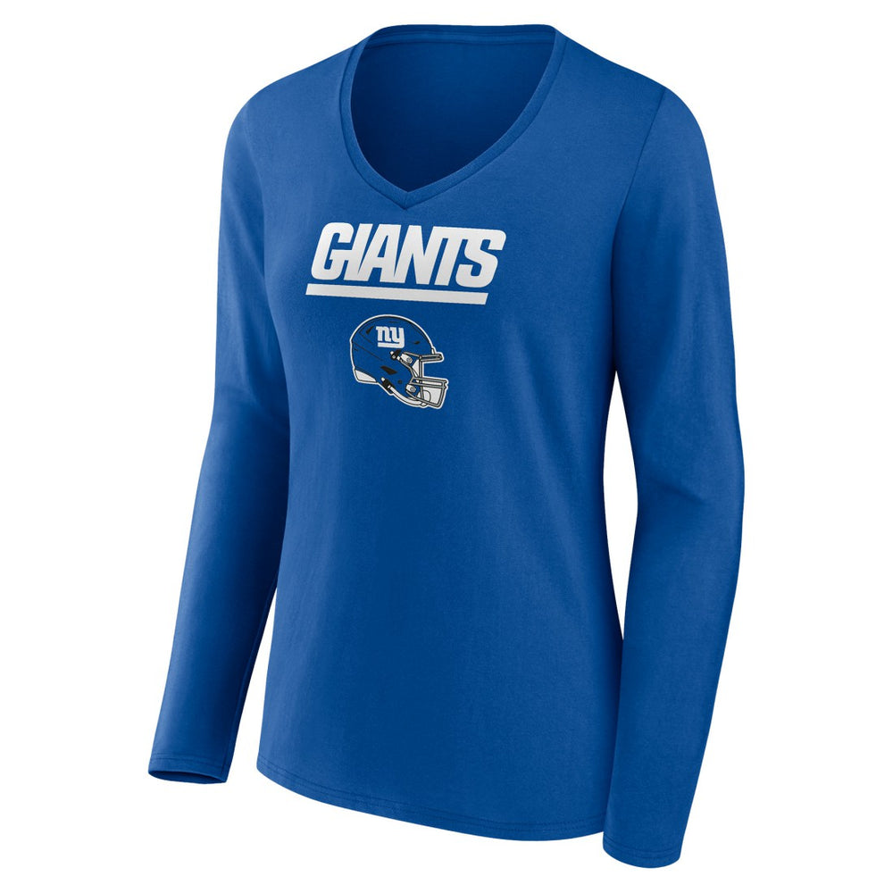 New York Giants Women's Personalized Name & Number Team Wordmark Long Sleeve V-Neck T-Shirt - Royal T-shirts