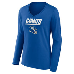 New York Giants Women's Personalized Name & Number Team Wordmark Long Sleeve V-Neck T-Shirt - Royal T-shirts