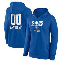 New York Giants Women's Personalized Name & Number Team Wordmark Pullover Hoodie - Royal Hoodies