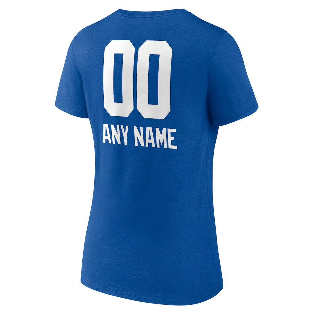 New York Giants Women's Personalized Name & Number Team Wordmark V-Neck T-Shirt - Royal T-shirts