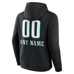 Philadelphia Eagles Personalized Name & Number Team Wordmark Pullover Hoodie - Black Hoodies