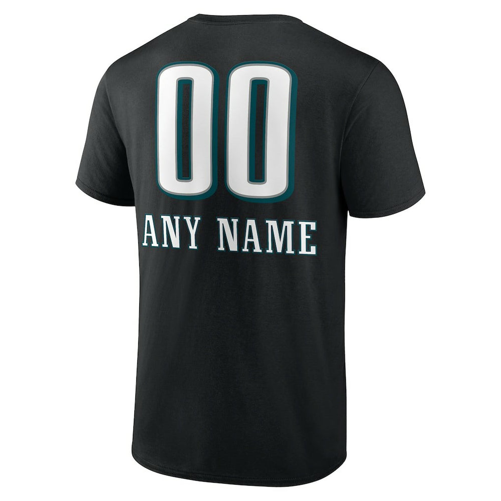 Philadelphia Eagles Personalized Name & Number Team Wordmark T-Shirt - Black T-shirts