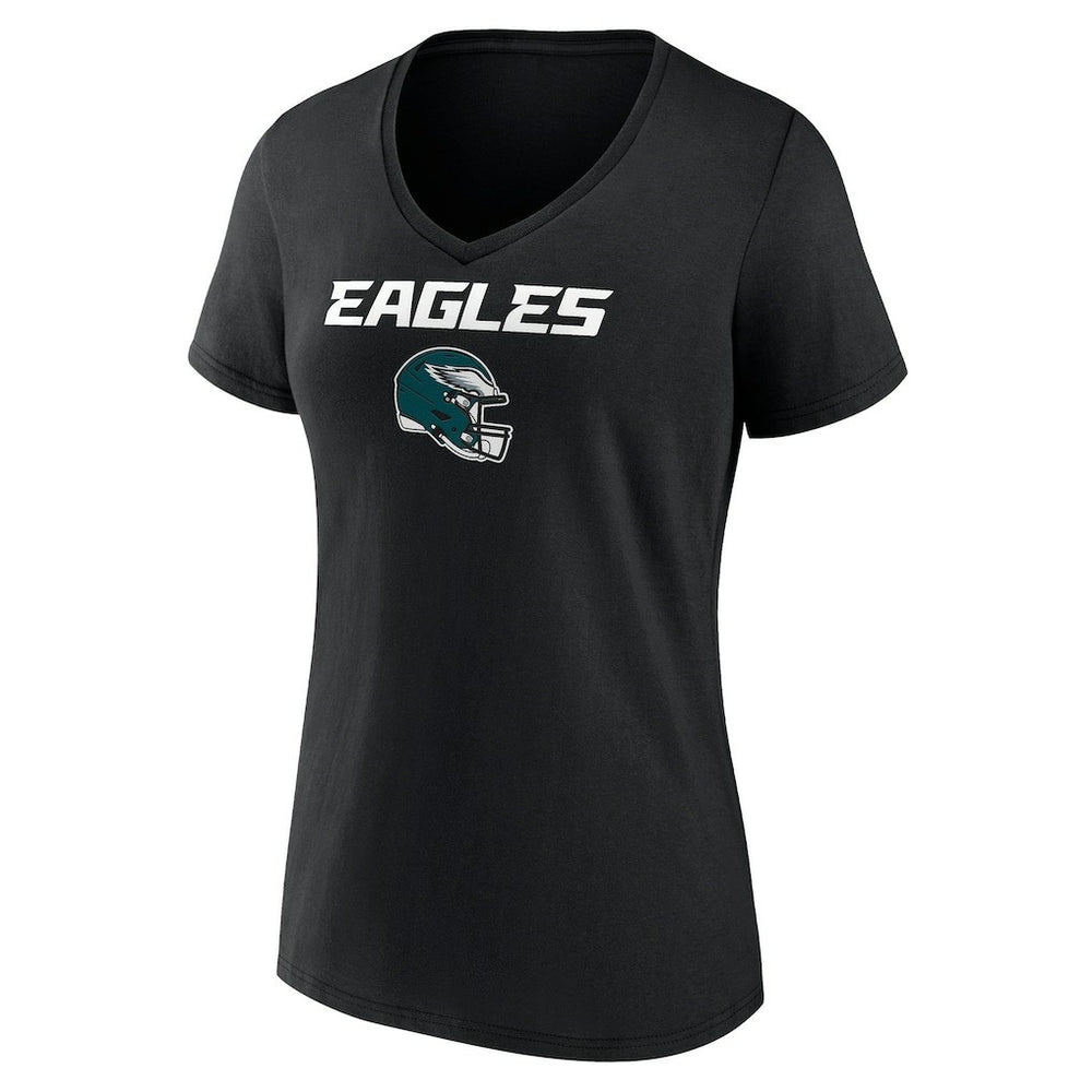 Philadelphia Eagles Women's Personalized Name & Number Team Wordmark V-Neck T-Shirt - Black T-shirts