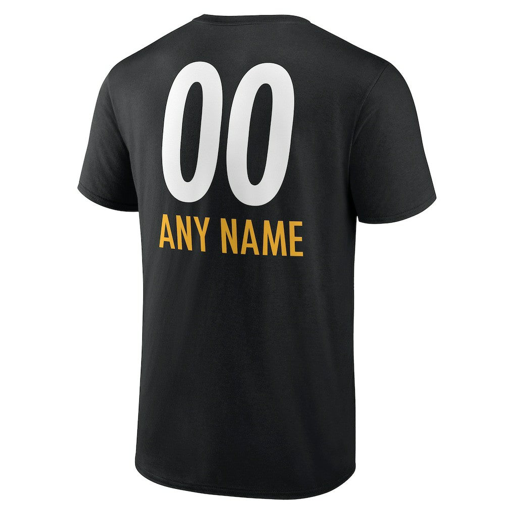 Pittsburgh Steelers Personalized Name & Number Team Wordmark T-Shirt - Black T-shirts