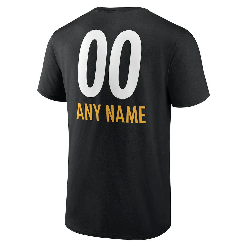 Pittsburgh Steelers Personalized Name & Number Team Wordmark T-Shirt - Black T-shirts