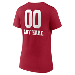 San Francisco 49ers Women's Personalized Name & Number Team Wordmark V-Neck T-Shirt - Scarlet T-shirts