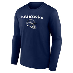 Seattle Seahawks Personalized Name & Number Team Wordmark Long Sleeve T-Shirt - College Navy T-shirts