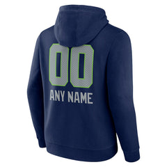 Seattle Seahawks Personalized Name & Number Team Wordmark Pullover Hoodie - College Navy Hoodies
